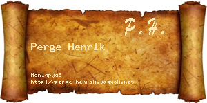 Perge Henrik névjegykártya